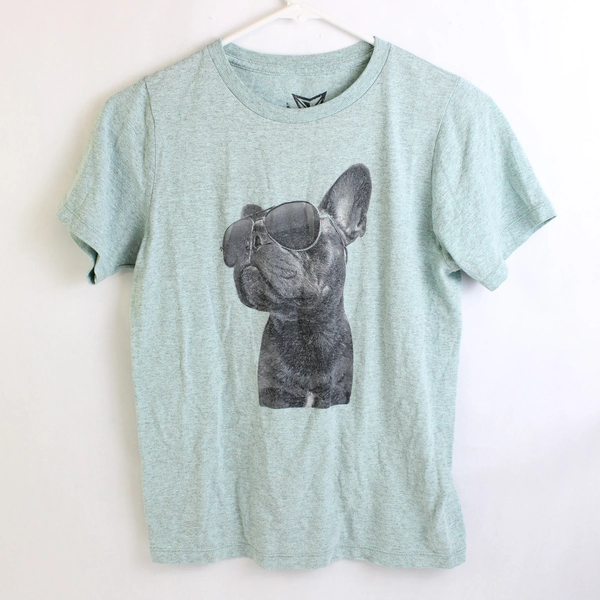 UNIvibe Mint Green T-Shirt French Bulldog in Sunglasses Graphic Boys' Size Med