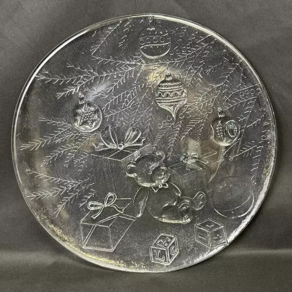 Libbey 12 Inch Teddy Bear Christmas Holiday Platter 5440