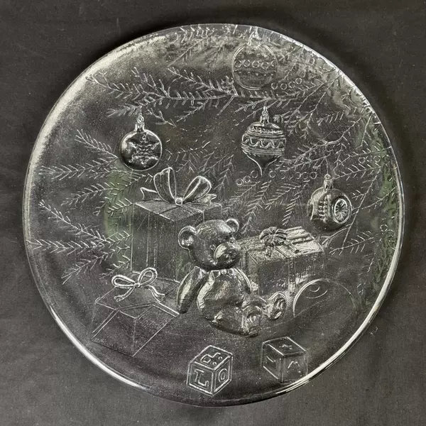 Libbey 12 Inch Teddy Bear Christmas Holiday Platter 5440