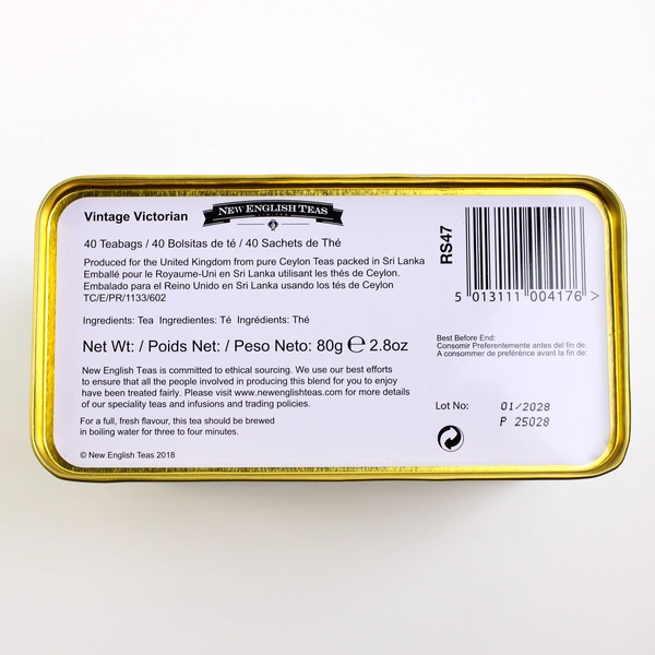 New English Teas 40 English Breakfast Teabags Vintage Victorian Tea Tin