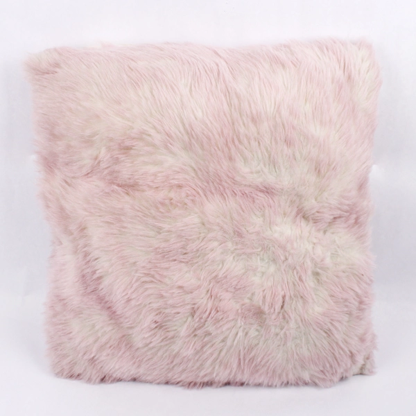 Fuzzy Throw Pillow Pink & White Fur Unbranded 18x18 in.