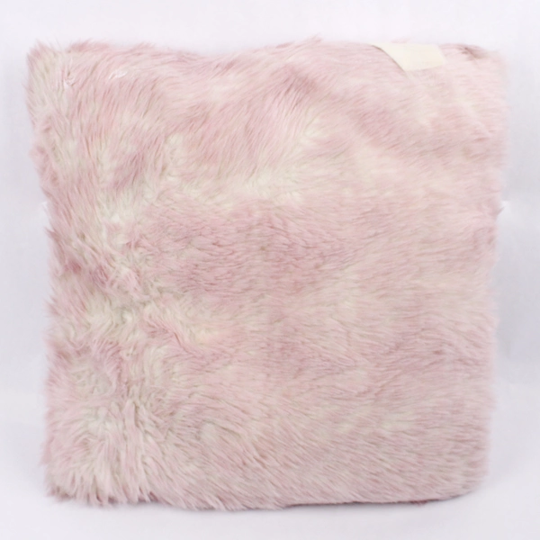 Fuzzy Throw Pillow Pink & White Fur Unbranded 18x18 in.