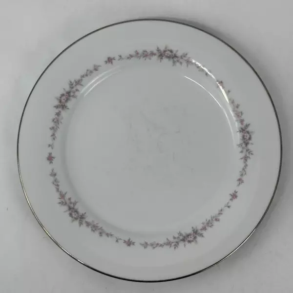 5 Vintage Noritake China Rosepoint Dinner Plates 6206 White Platinum Rim Roses