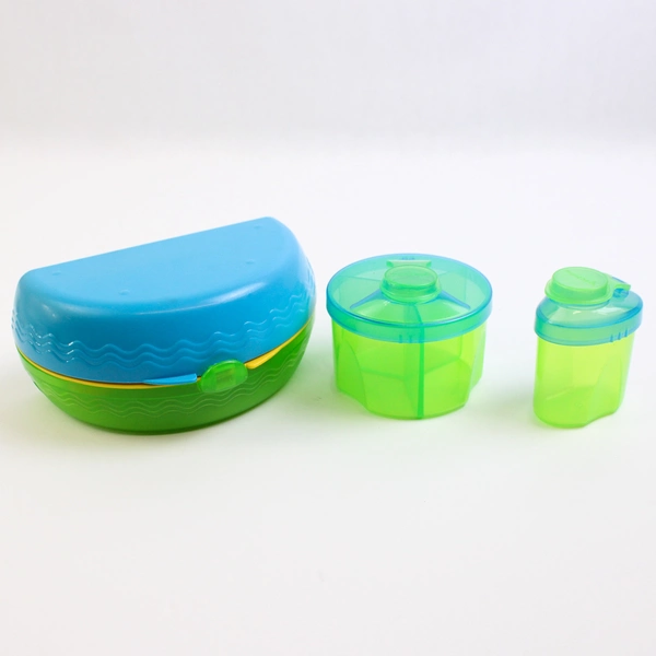 Lot of 3 Gerber and Munchkin Plastic Green & Blue Food Snack Containers