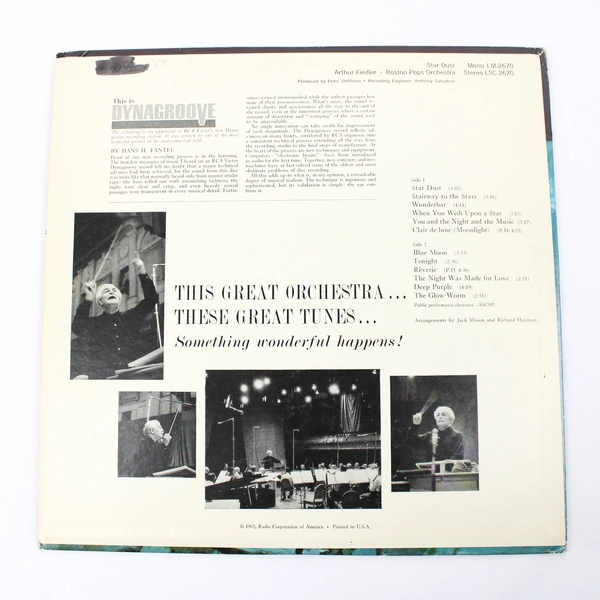 Stardust Arthur Fiedler Boston Pops RCA Red Seal Dynagroove