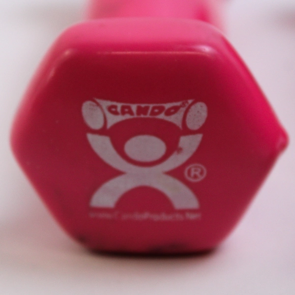 Set of 2 CanDo Pink Vinyl Coated 1 Pound Each Dumbbell Weights
