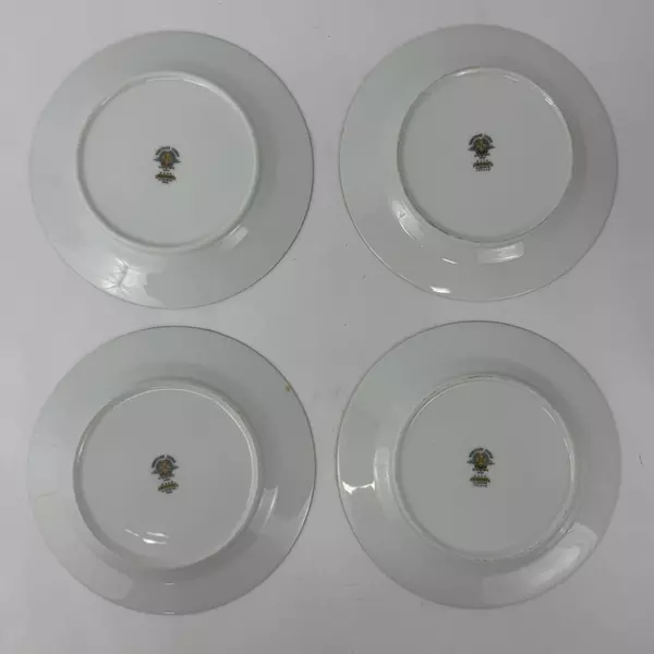 4 Vintage Noritake China Rosepoint Salad Plates 6206 White Platinum Rim Roses