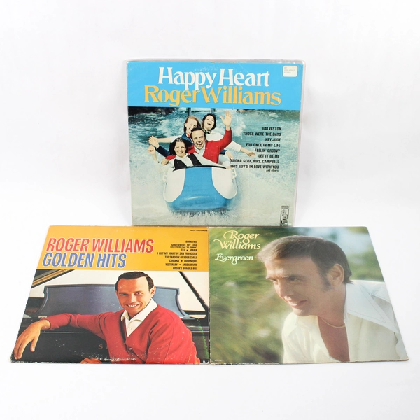 Lot of 3 Roger Williams Vinyl Records Golden Hits Evergreen Happy Heart