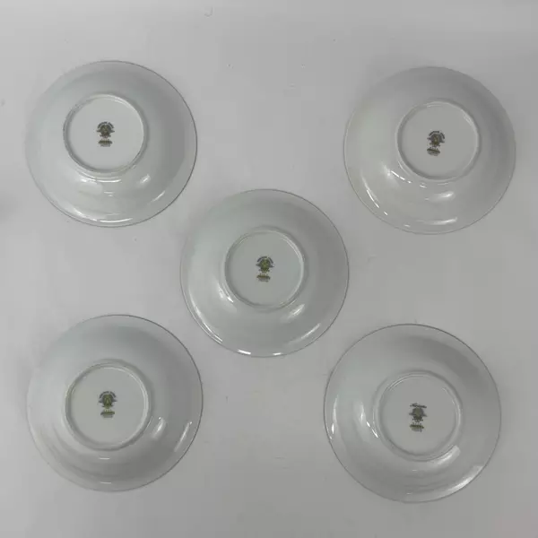 Set of 5 Vtg Noritake China Rosepoint Soup Bowls 6206 White Platinum Rim Roses