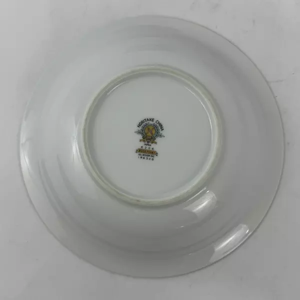 Set of 5 Vtg Noritake China Rosepoint Soup Bowls 6206 White Platinum Rim Roses