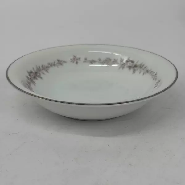 5 Vintage Noritake China Rosepoint Fruit Bowls 6206 White Platinum Rim Roses