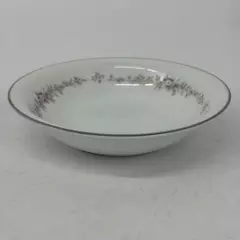 5 Vintage Noritake China Rosepoint Fruit Bowls 6206 White Platinum Rim Roses