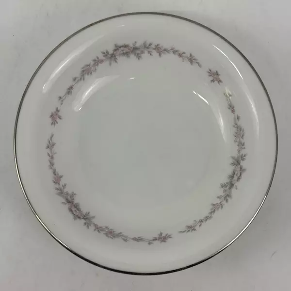 5 Vintage Noritake China Rosepoint Fruit Bowls 6206 White Platinum Rim Roses