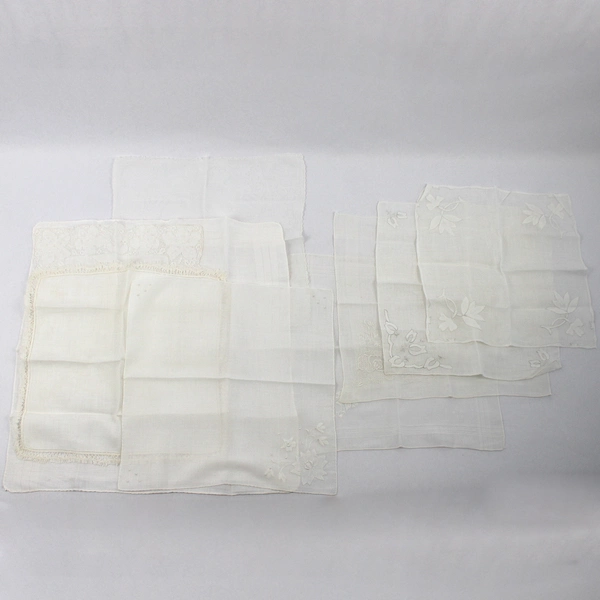 Lot of 21 Flawed Off-White Handkerchiefs and Napkins DIY Fabric Upcycling