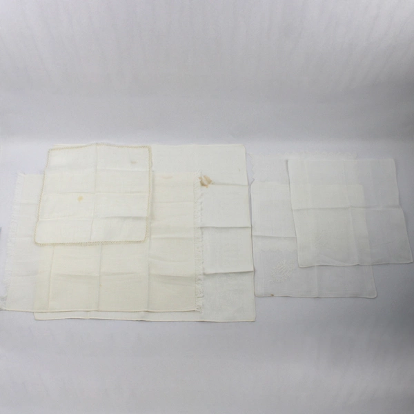 Lot of 21 Flawed Off-White Handkerchiefs and Napkins DIY Fabric Upcycling