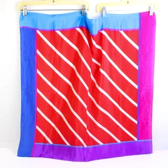 Vintage Liz Claiborne Red Pink Purple & Blue Color Block Scarf 31" x 31"