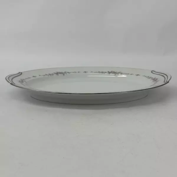 Vtg Noritake Rosepoint 14 Inch Platter 6206 White Platinum Rim Roses