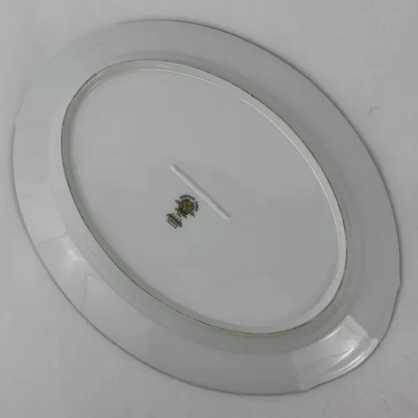 Vtg Noritake Rosepoint 14 Inch Platter 6206 White Platinum Rim Roses