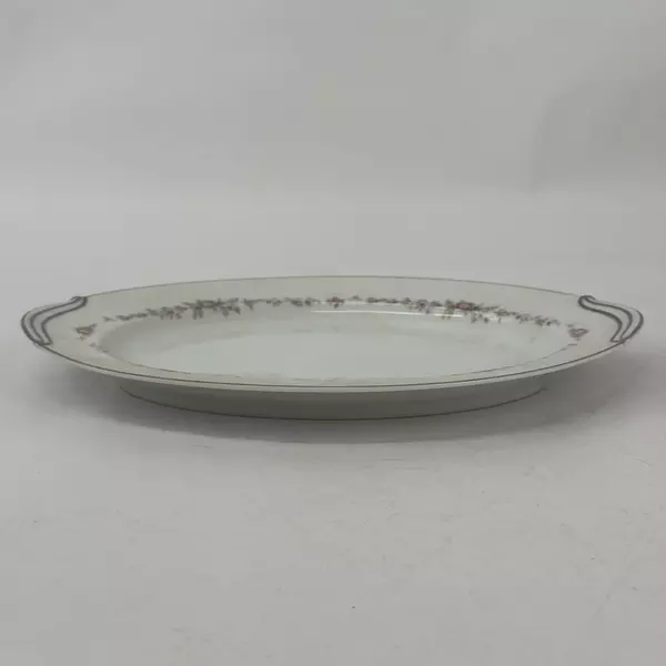 Vtg Noritake Rosepoint 12 Inch Platter 6206 White Platinum Rim Roses