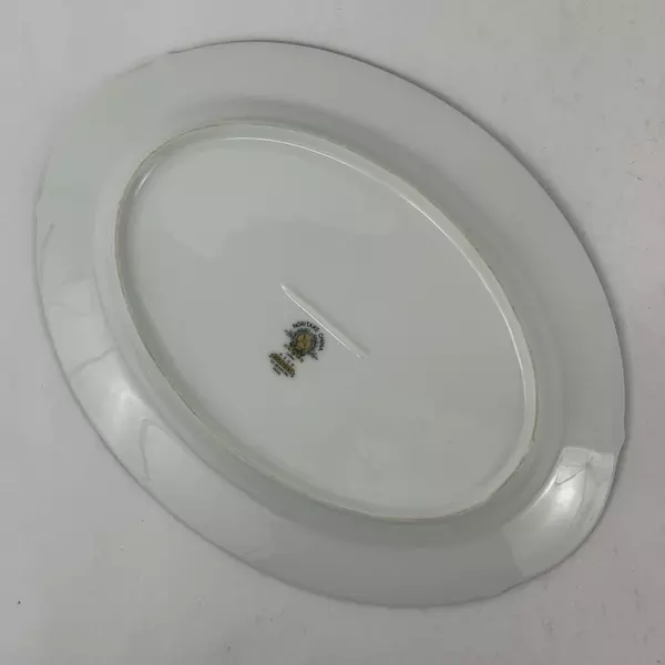 Vtg Noritake Rosepoint 12 Inch Platter 6206 White Platinum Rim Roses