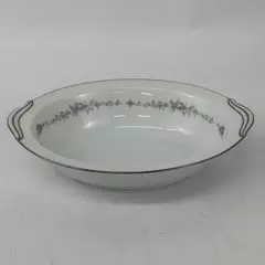 Vtg Noritake Rosepoint Oval Vegetable Bowl 6206 White Platinum Rim Roses