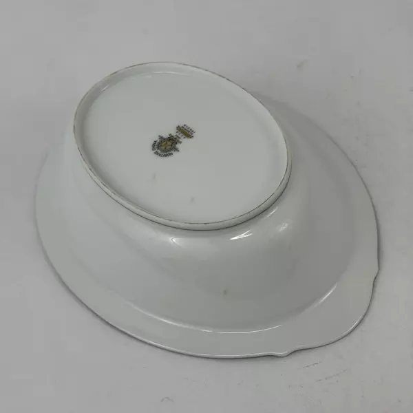 Vtg Noritake Rosepoint Oval Vegetable Bowl 6206 White Platinum Rim Roses