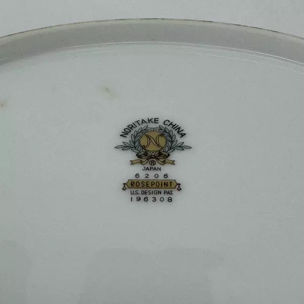 Vtg Noritake Rosepoint Oval Vegetable Bowl 6206 White Platinum Rim Roses