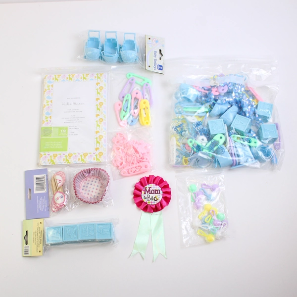 Large Lot of Baby Shower Party Supplies Invitations Bag Fillies Decorations