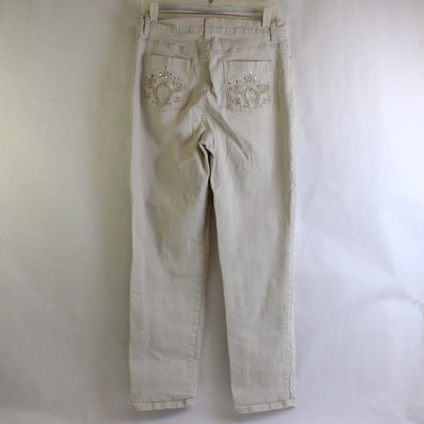 Gloria Vanderbilt Amanda Jeans Women's Size 12 White Bedazzled Pockets