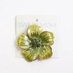 Light Green & Blue Enamel Flower Pin Brooch 70's Vibe Hippie Vintage