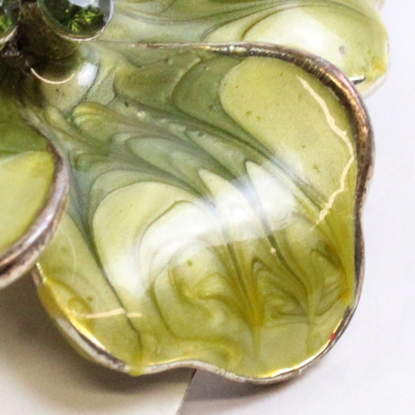 Light Green & Blue Enamel Flower Pin Brooch 70's Vibe Hippie Vintage