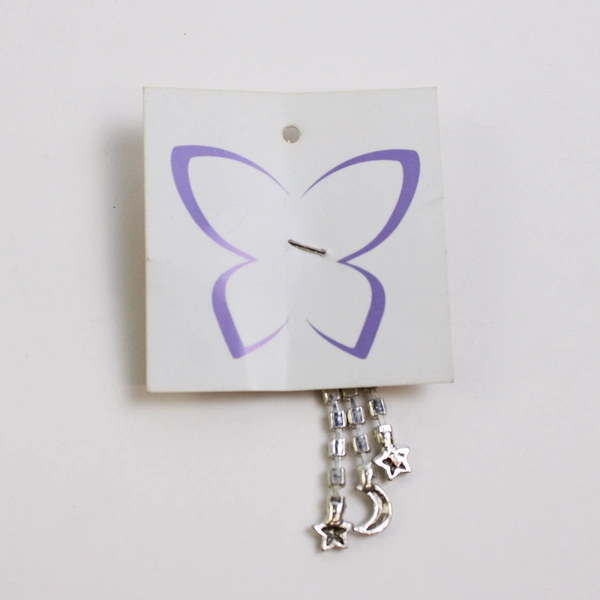 Vintage Crescent Moon and Stars with Dangling Stones Brooch