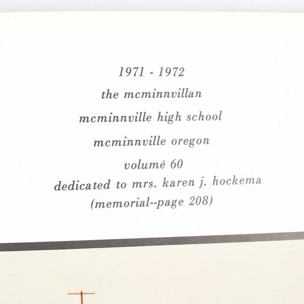 Class of 1972 McMinnville High School McMinnvillian Yearbook Oregon Collectible
