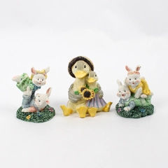 Lot of 3 Resin Easter Figurines Rabbits and Ducks