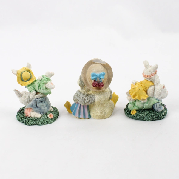Lot of 3 Resin Easter Figurines Rabbits and Ducks