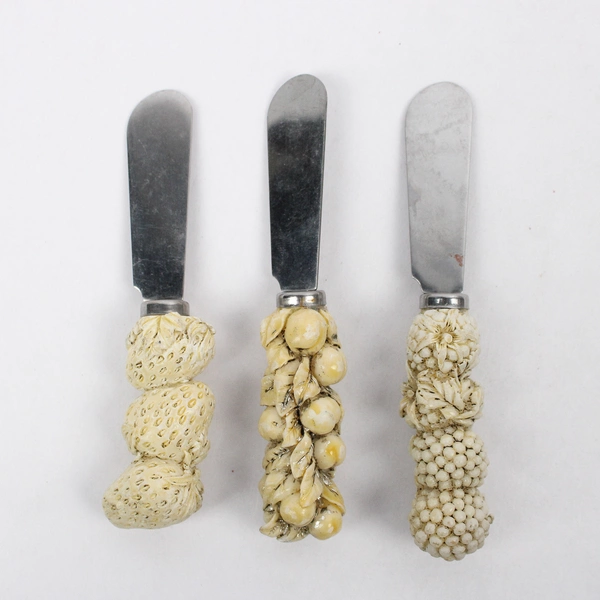  Lot of 3 Boston Warehouse Cheese Knife/Spreaders Fruit Pattern