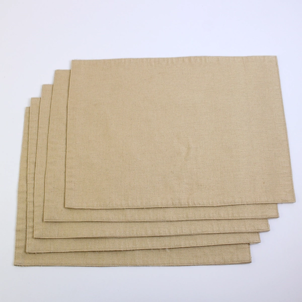 Lot Of 5 Unbranded Solid Khaki Woven Fabric Rectangle Placemats 12.5" x 17.25"