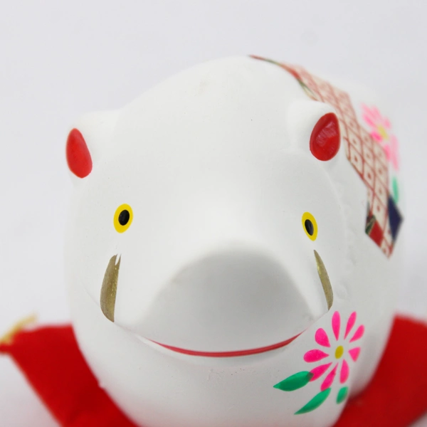 Japanese Year Of the Pig Clay Zodiac Figurine with Box