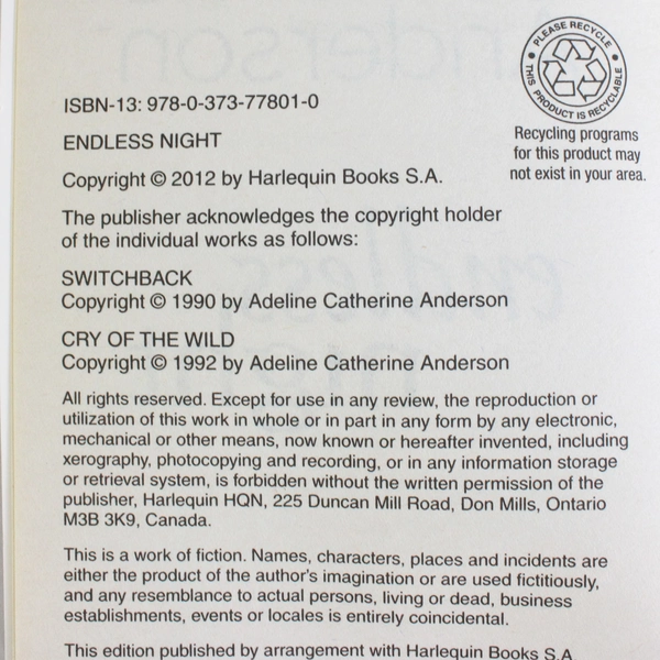 Endless Night by Catherine Anderson 2 in 1 Harlequin Romance Stories 2012