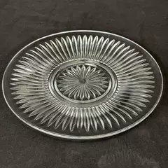 Starburst 10" Clear Glass Dinner Cake Serving Plate Heavy Glass VTG Cottagecore