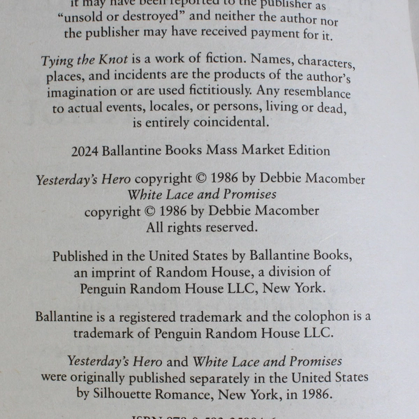 Tying the Knot by Debbie Macomber 2 in 1 Novels 2024 Paperback