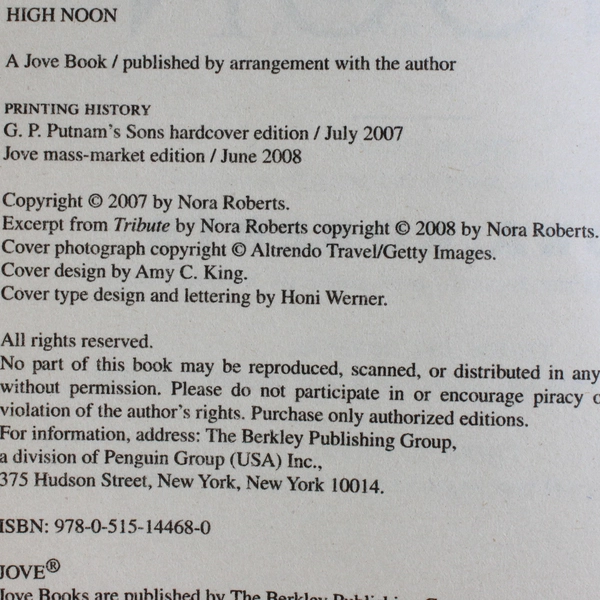 Lot of 2 Nora Roberts Novels Dance of the Gods & High Noon Paperback