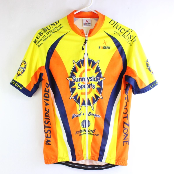 Hincapie Sunnyside Sports Orange Yellow Blue Cycling Jersey Women's Large