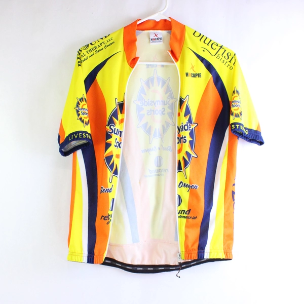 Hincapie Sunnyside Sports Orange Yellow Blue Cycling Jersey Women's Large