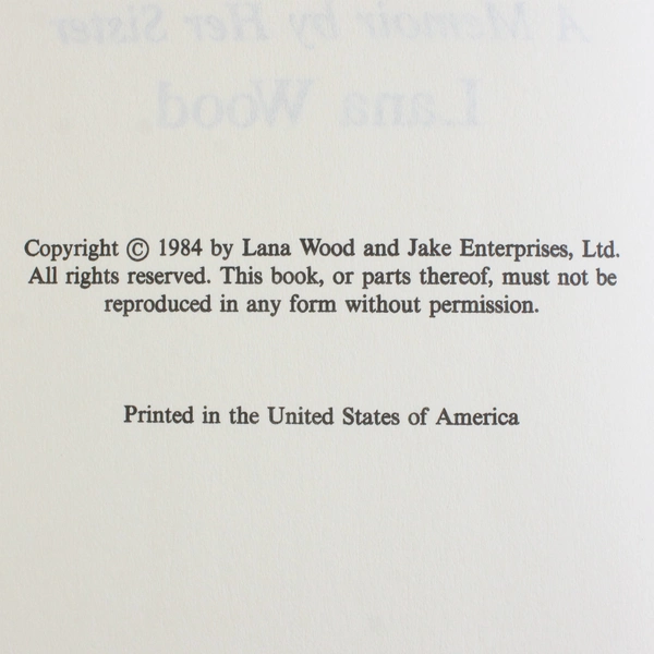 Natalie: A Memoir By Her Sister By Lana Wood (1984, Hardcover)