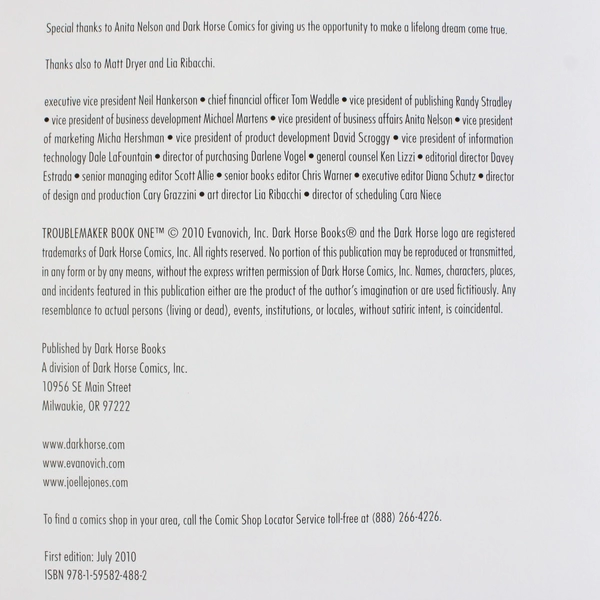 Troublemaker #1 By Janet & Alex Evanovich (Dark Horse Comics, 2010, Hardcover)