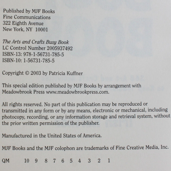 The Arts & Crafts Busy Book By Trish Kuffner (2003, MJF Books, Hardcover)