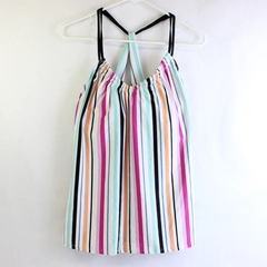 Next Multicolor Striped Cross-Back Tankini Top Women's 38B/C