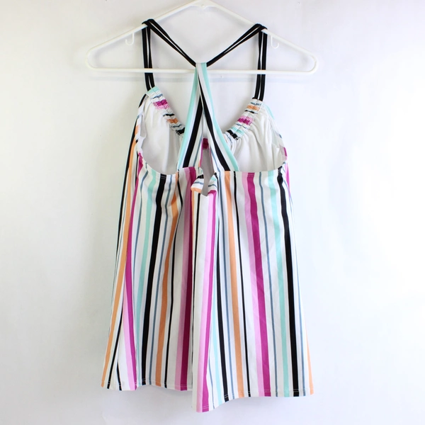 Next Multicolor Striped Cross-Back Tankini Top Women's 38B/C