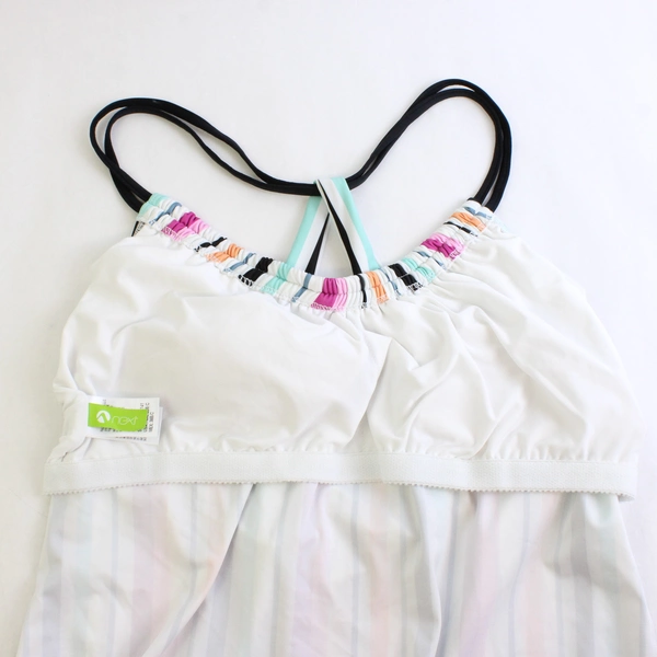 Next Multicolor Striped Cross-Back Tankini Top Women's 38B/C